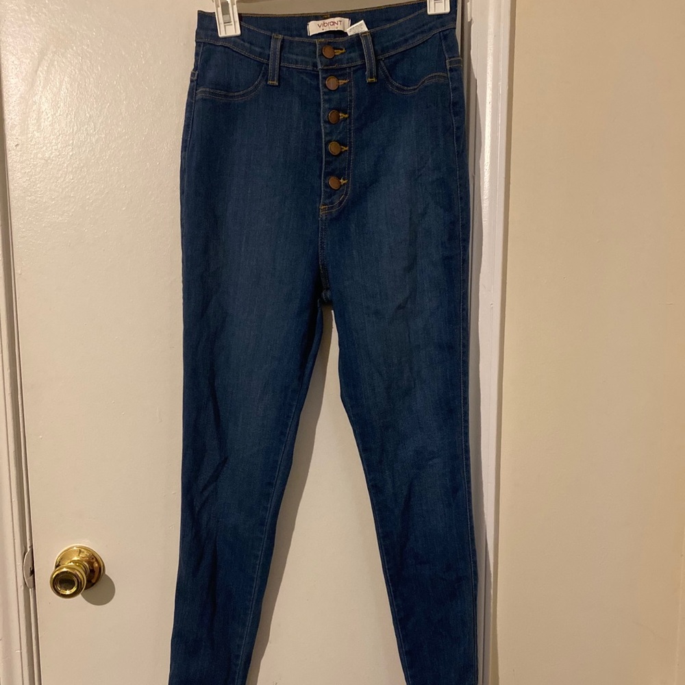 High waisted button up jeans